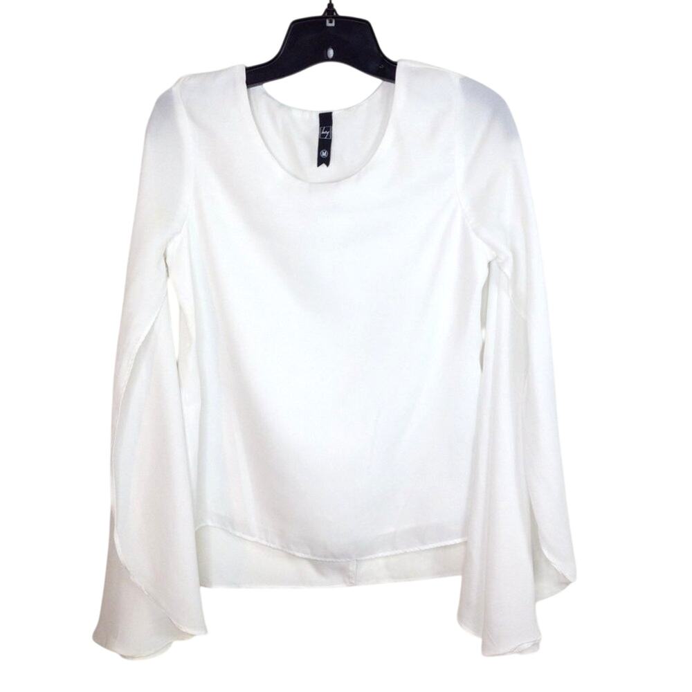 Hey Open Bell Sleeve White Blouse Size M